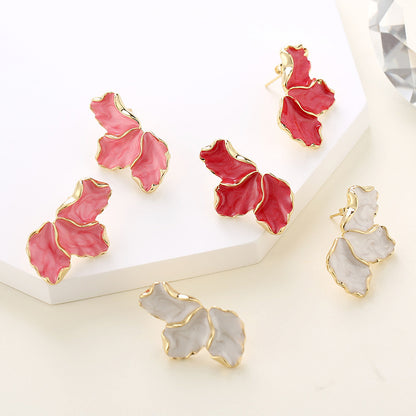 Maple Leaf Enamel Drip Oil Flower Earrings