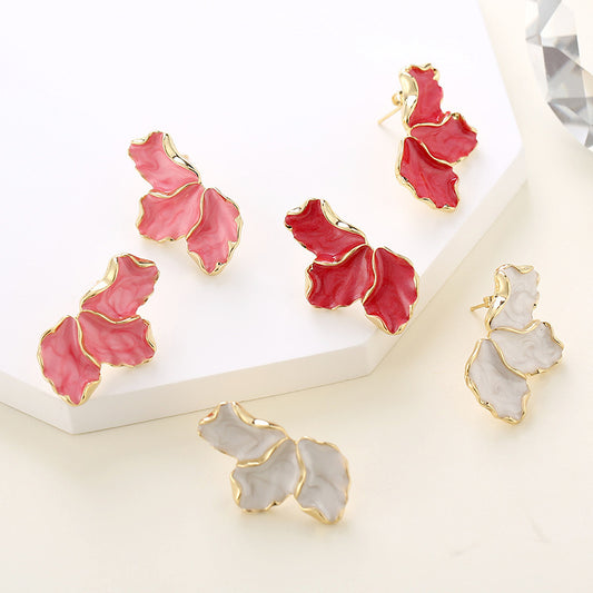 Maple Leaf Enamel Drip Oil Flower Earrings