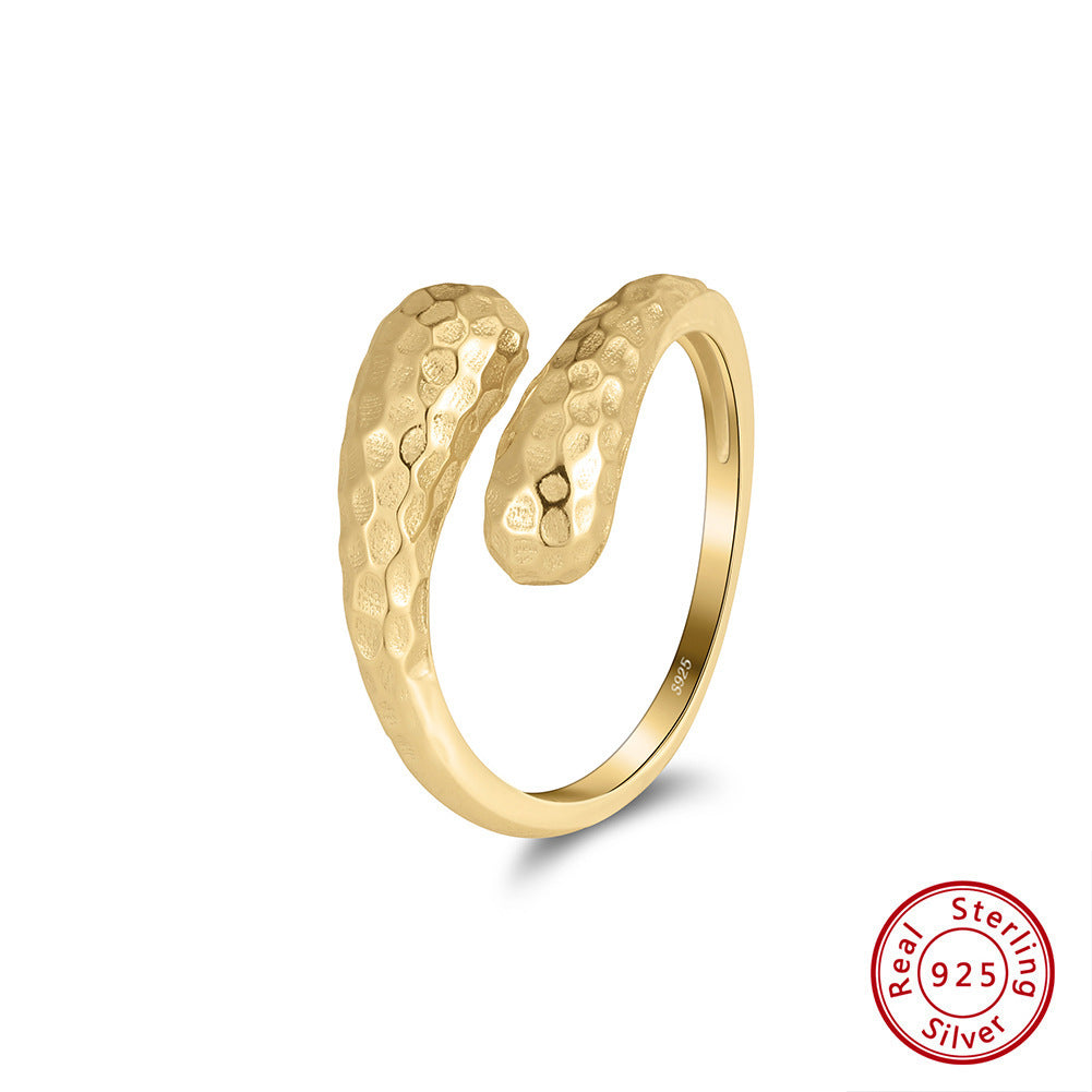 Hammered S925 Sterling Silver Open Ring