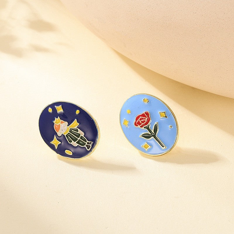 Drip Oil Painting Oval Flower Earrings