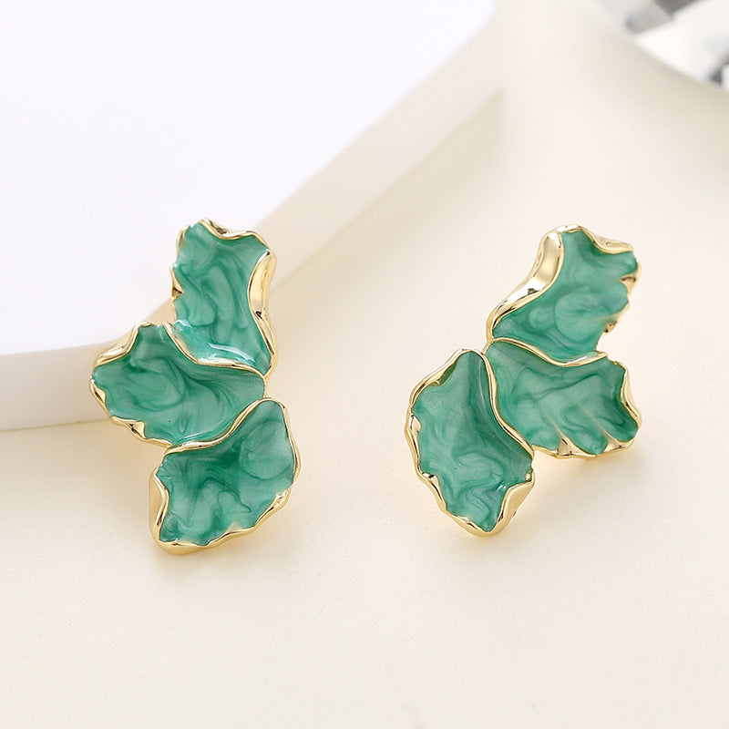 Maple Leaf Enamel Drip Oil Flower Earrings