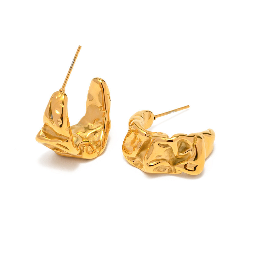Boucles d'oreilles en acier inoxydable vintage en forme de lave pour femmes