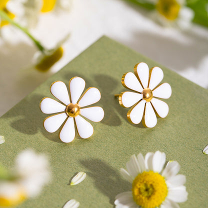 Summer 18K Gold Stainless Steel Flower Earrings