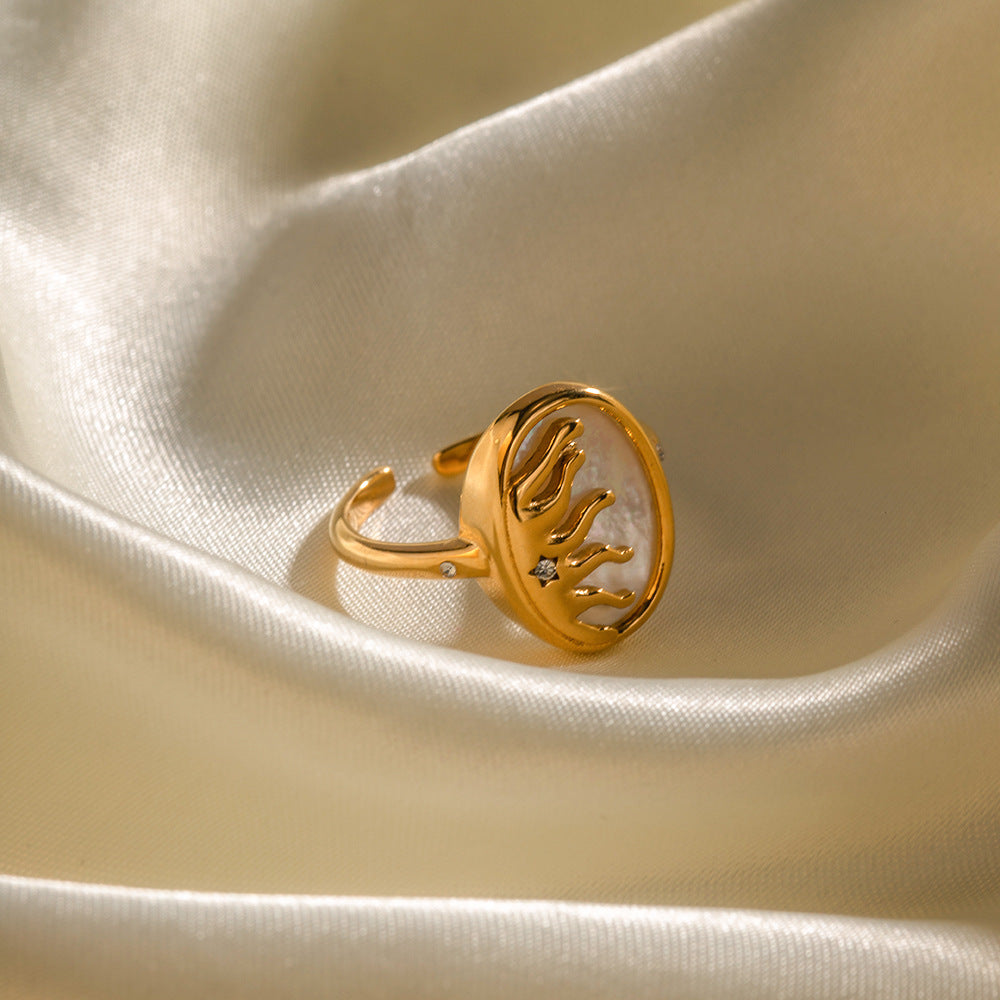 18K Gold Stainless Steel White Zircon Ring