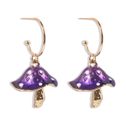 Creative Alloy Drip Oil Mushroom Korean Earrings