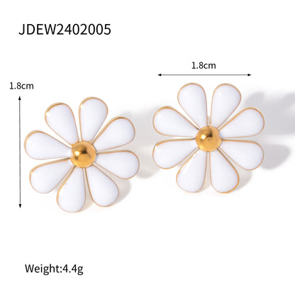 Summer 18K Gold Stainless Steel Flower Earrings