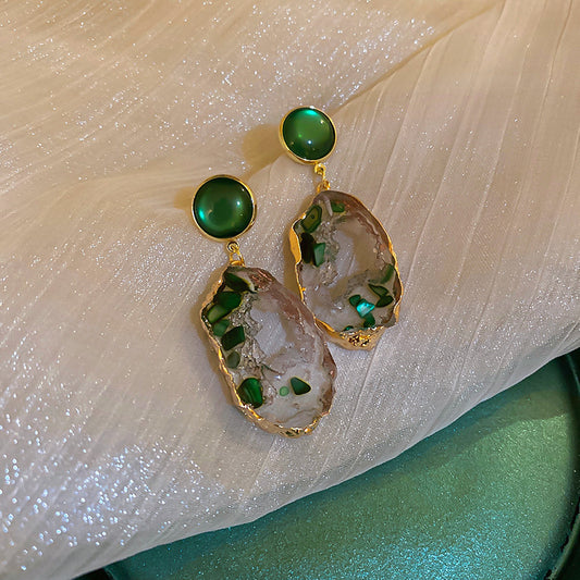 Irregular Cutout Earrings Fashion Vintage Emeralds