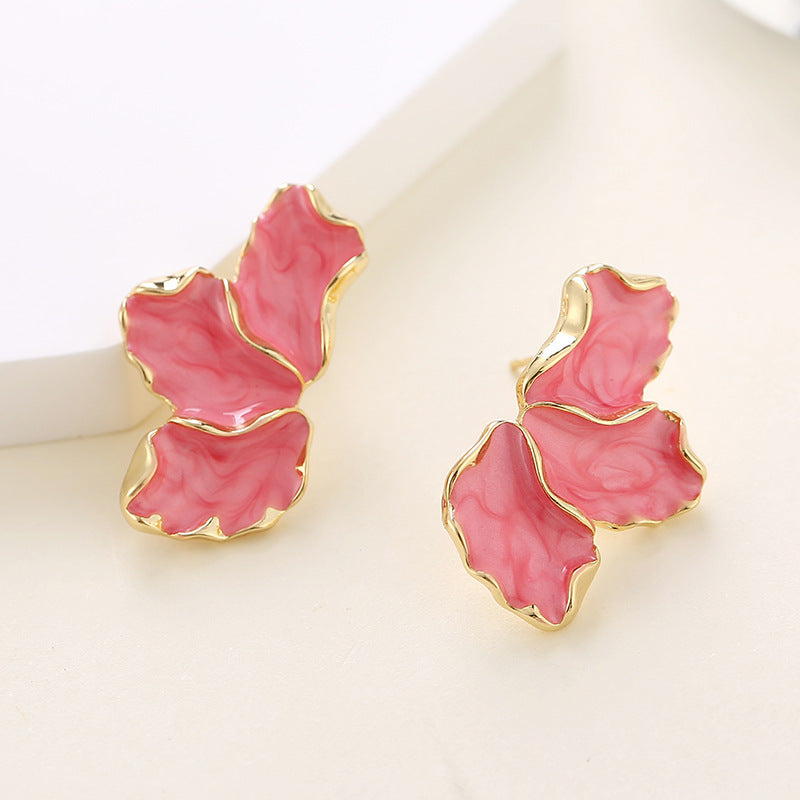 Maple Leaf Enamel Drip Oil Flower Earrings