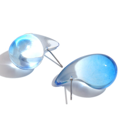 Stainless-steel Needle Color Environmental Protection High Transparent Two-color Resin Stud Earrings For Women