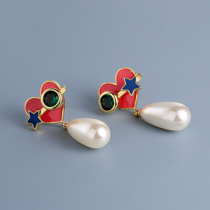 Boucles d'oreilles en perles d'émail à motif d'amour