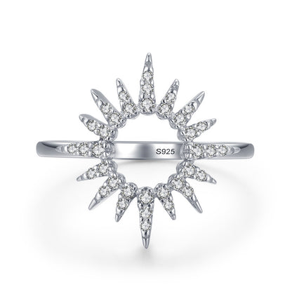 S925 Sterling Silver Diamond Sunflower Ring