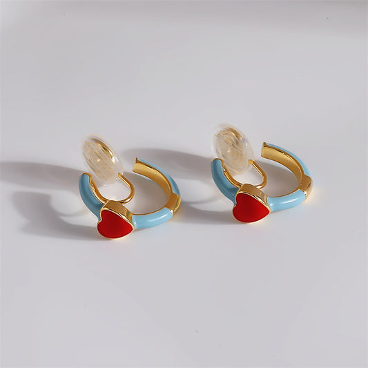 Women's Painless And Non-piercing Enamel Love Heart Earrings