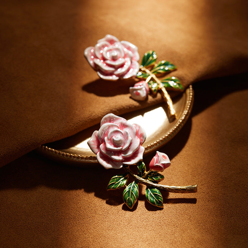 Gold plated spring Enamel Flower Long Earrings