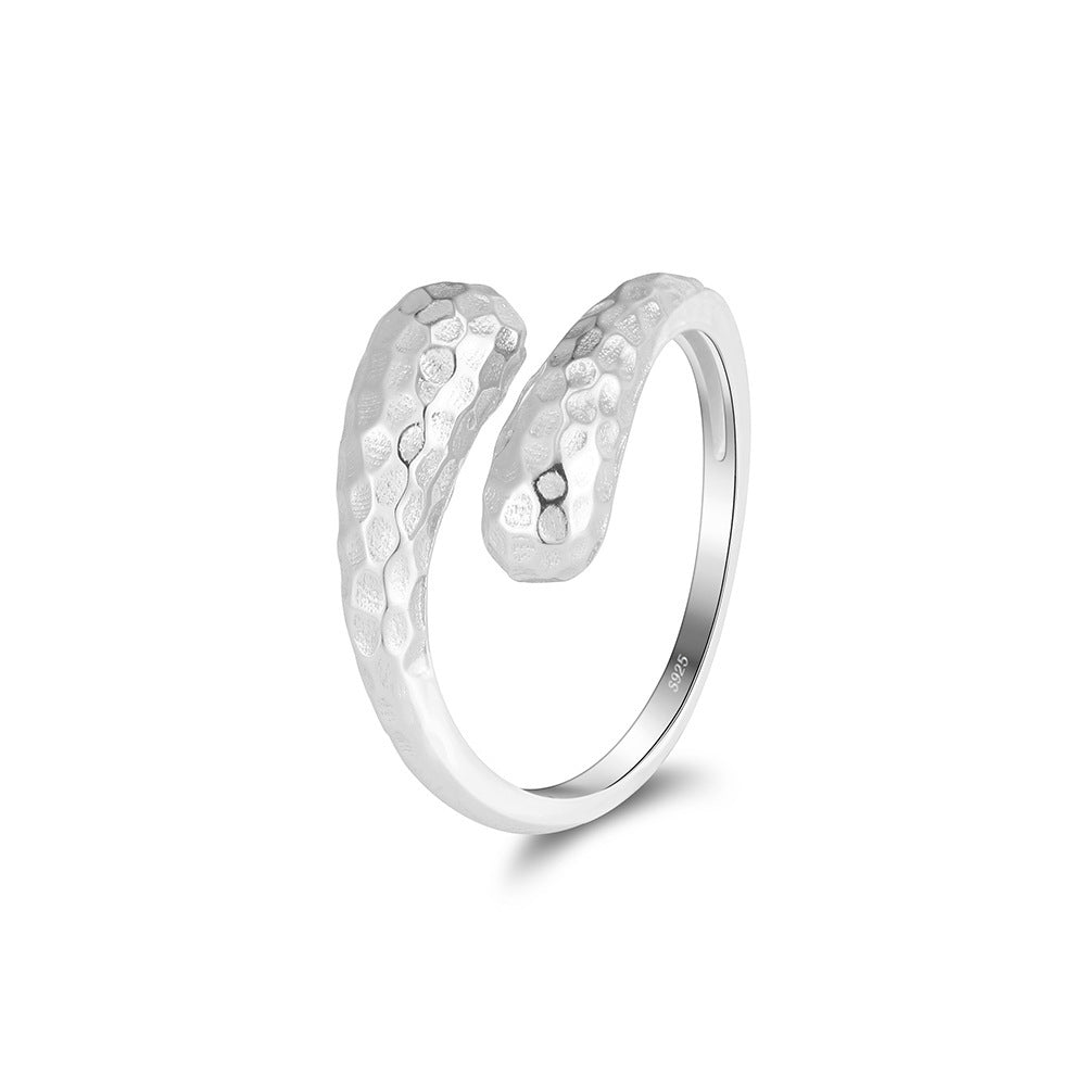 Hammered S925 Sterling Silver Open Ring