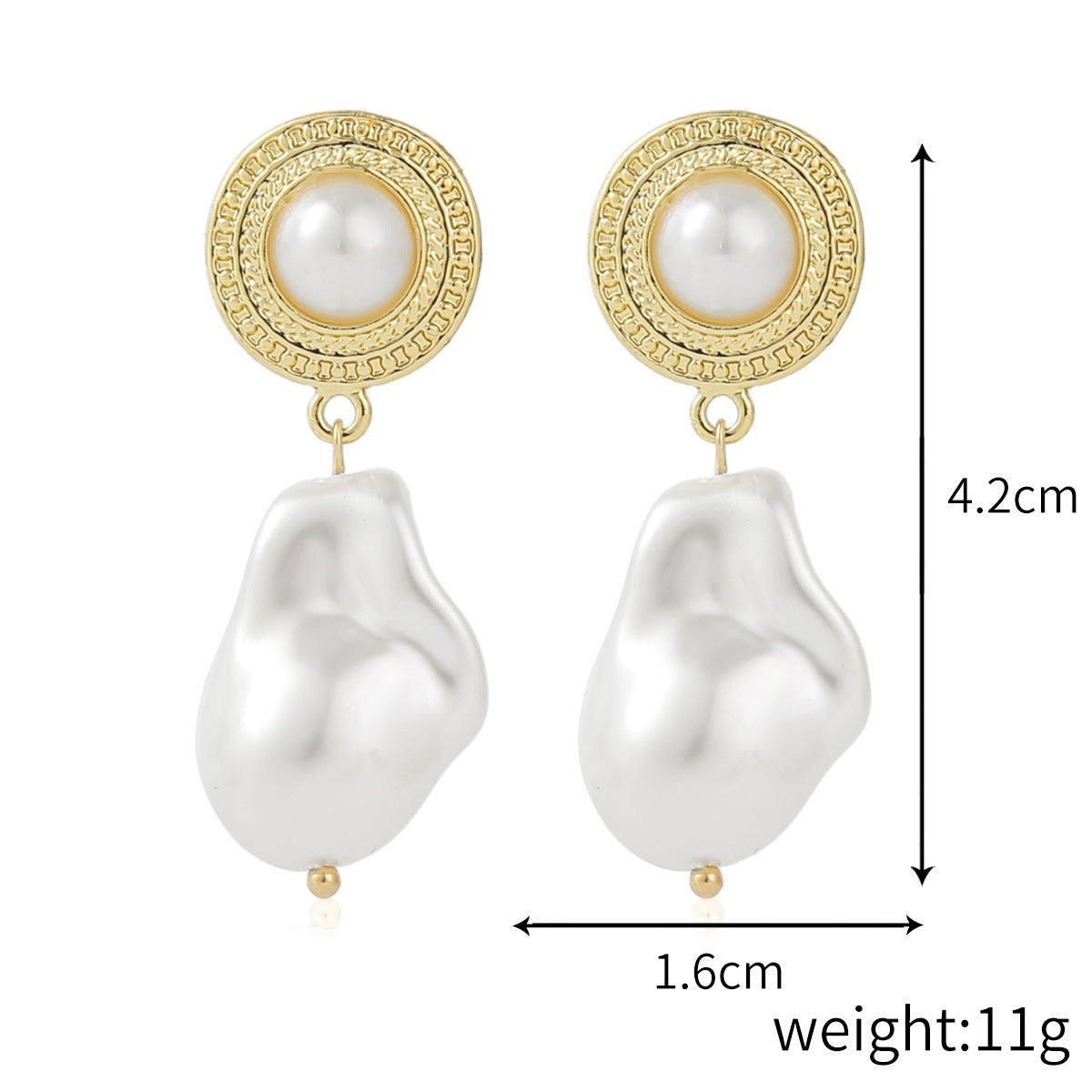 Exaggerated Irregular Baroque Pearl Earrings