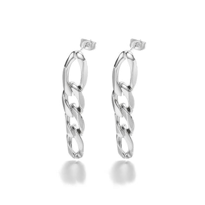 Women's Stainless Steel Pearl Cuban Chain Earrings