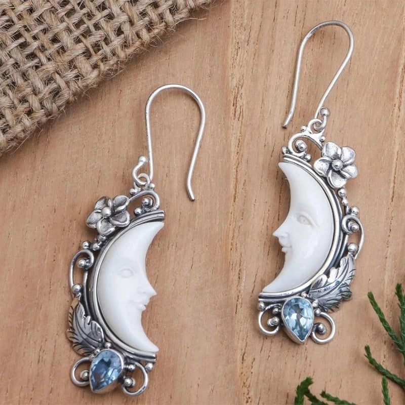 Vintage Mysterious Face Alloy Carved Earrings