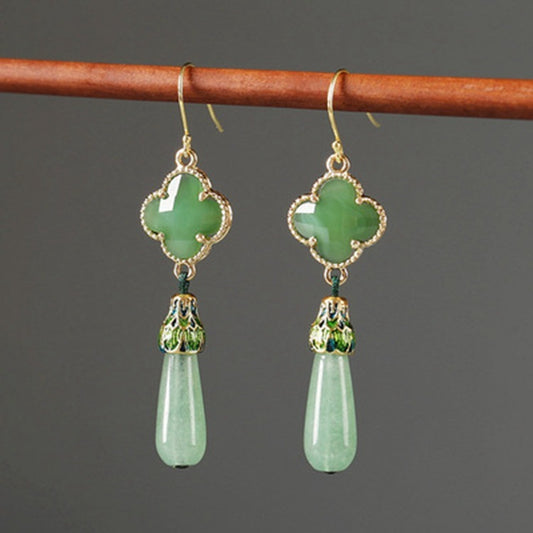 Boucles d'oreilles rétro en argent sterling vert antique