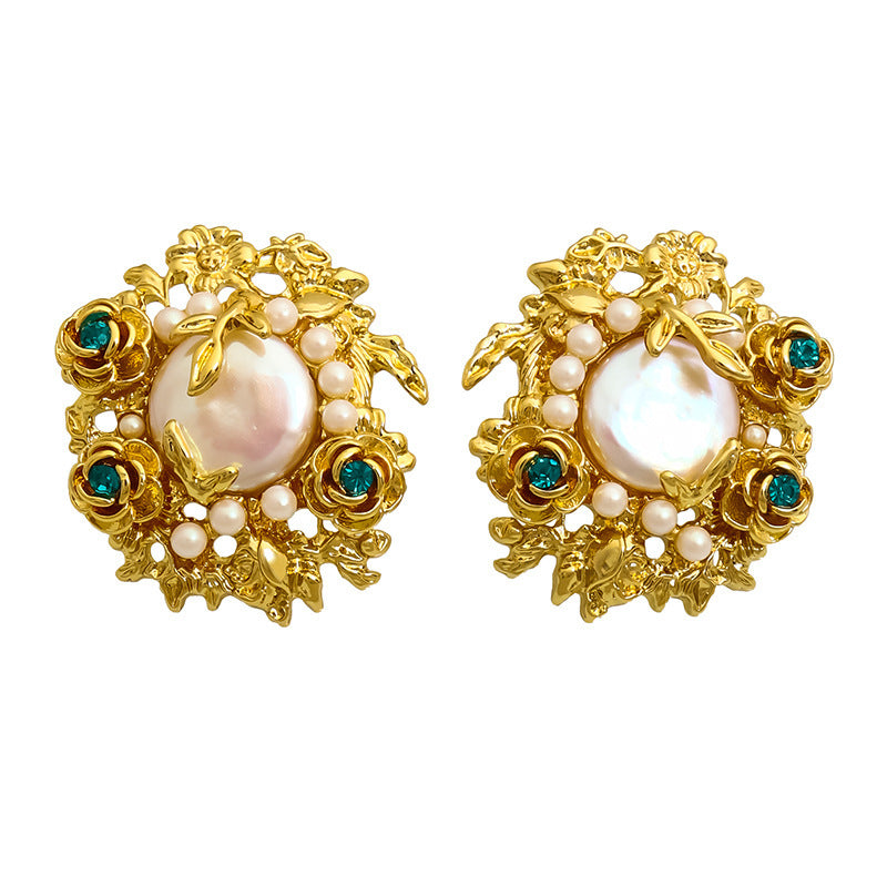 Boucles d'oreilles en perles baroques roses de luxe légères