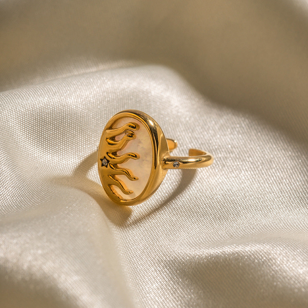 18K Gold Stainless Steel White Zircon Ring