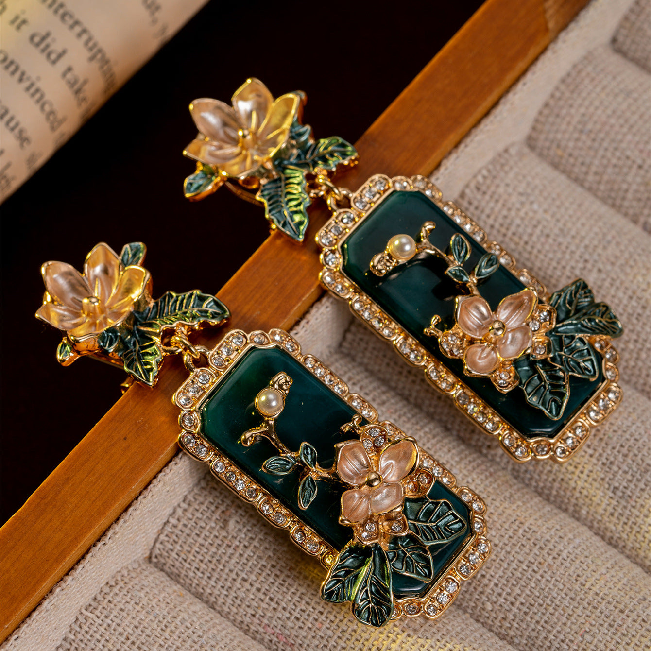Medieval Court Style Enamel Long Earrings