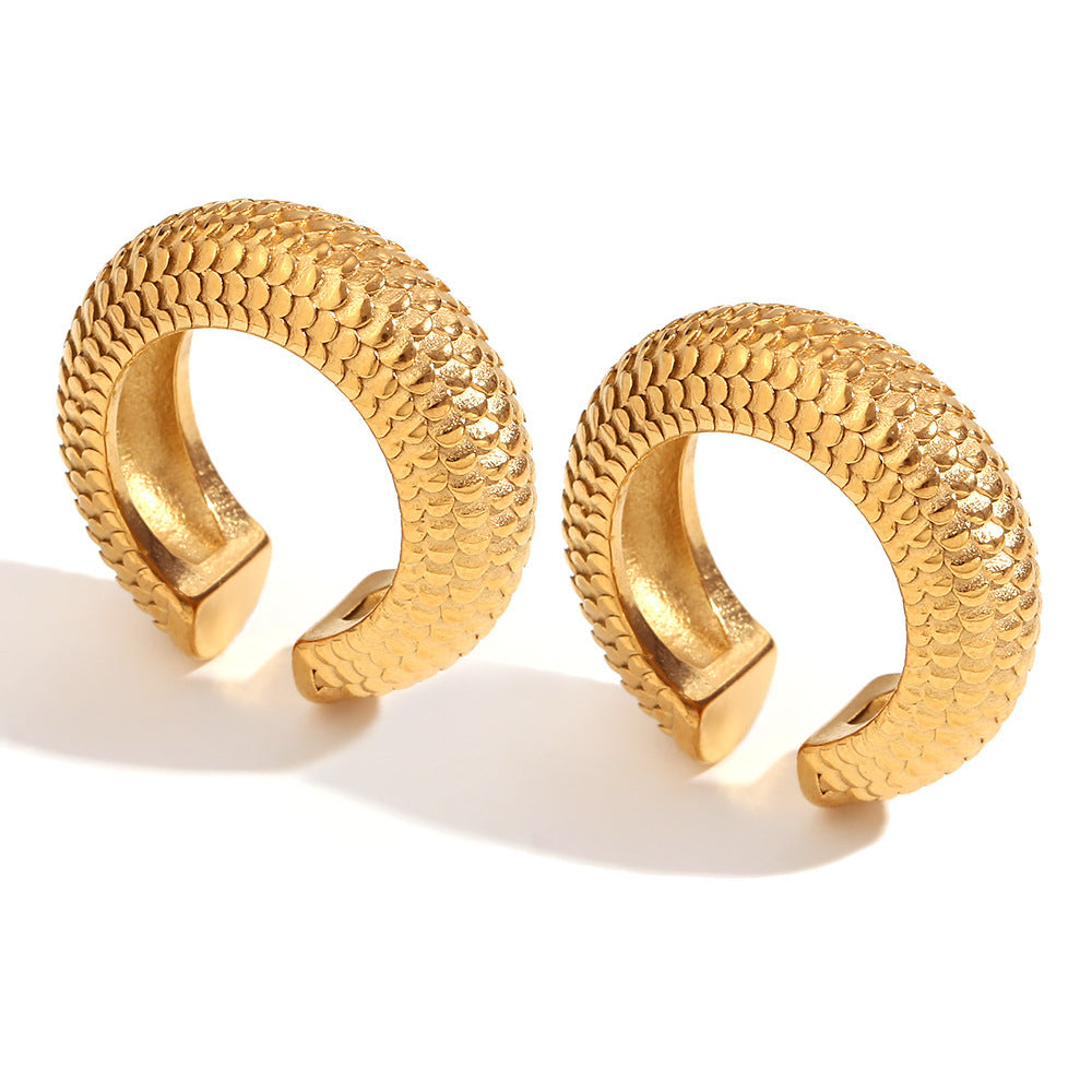 18k Gold Plated Big Stainless Steel Hoop Earrings