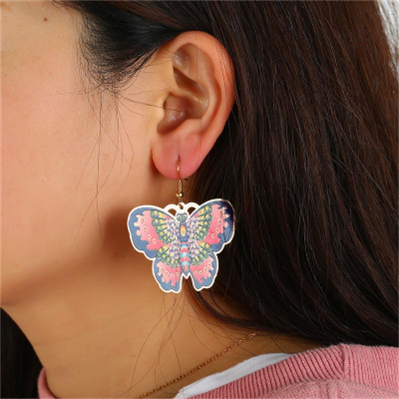 Fashion Exaggerated Butterfly Pop Exaggerated Oil Drop Flower Earrings