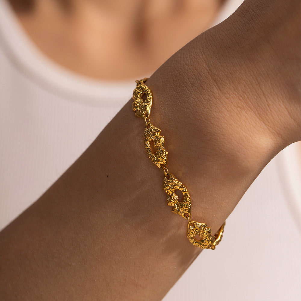 Bracelet texturé vintage en acier inoxydable