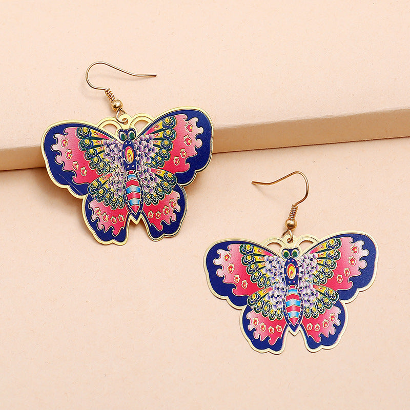 Fashion Exaggerated Butterfly Pop Exaggerated Oil Drop Flower Earrings