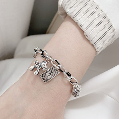 925 Sterling Silver Vintage Coin Bracelet