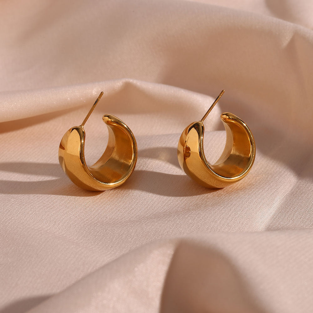 Boucles d'oreilles creuses découpées en acier inoxydable plaqué 18 carats 