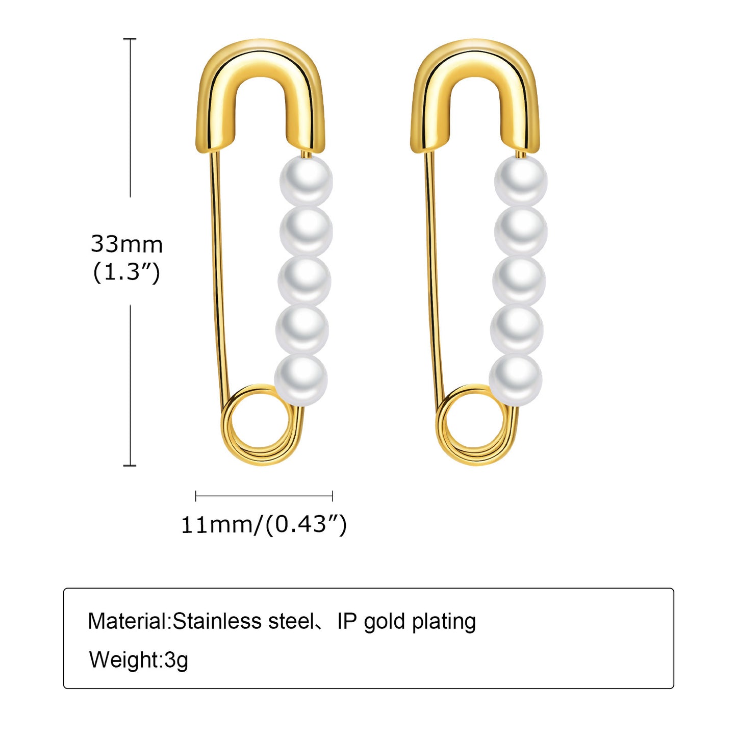 Stainless Steel Pin Pearl Earrings Women's Fashion