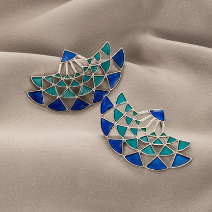 Alloy Drop Oil Blue Scallop Stud Earrings