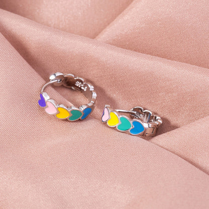 Fashion Color Love Ear Buckle Enamel Porcelain Drop Oil Heart-shaped Earrings