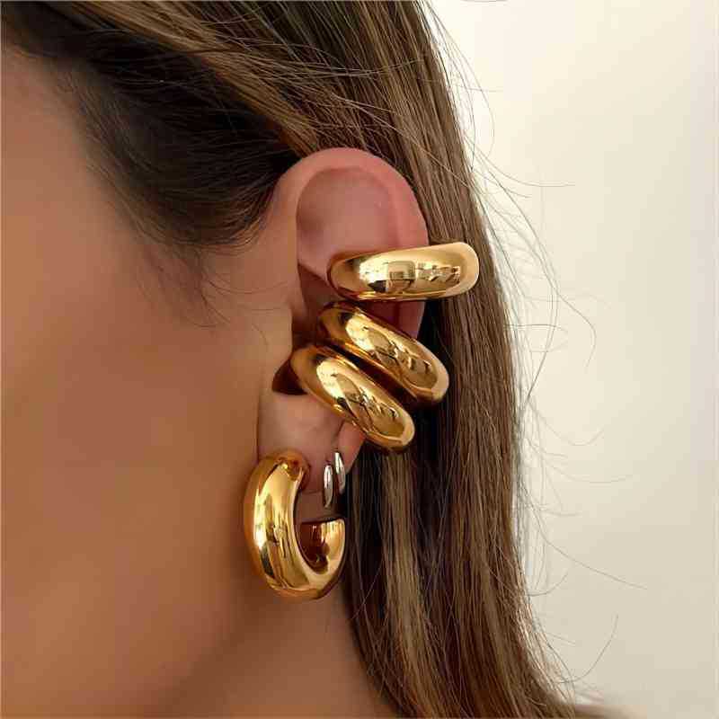 Thick Cylindrical Hollow Tube Titanium Steel Earrings