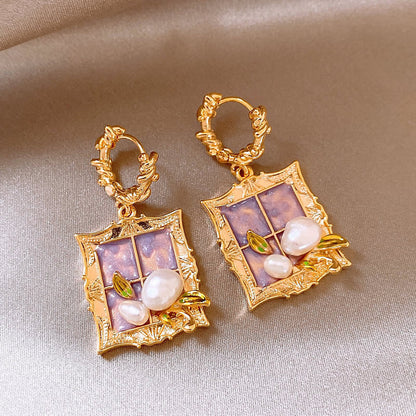 Enamel Oil Painting Style Earrings