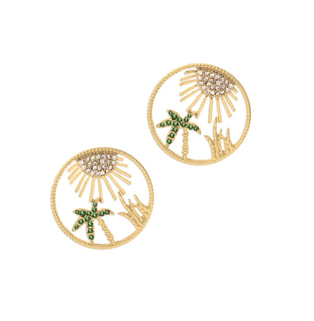 Fashion alloy coconut leaf hollow earrings