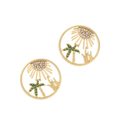 Fashion alloy coconut leaf hollow earrings