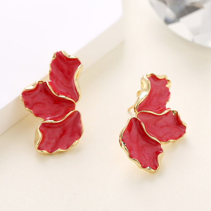 Maple Leaf Enamel Drip Oil Flower Earrings