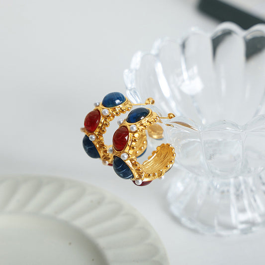 Gold-plated Titanium Steel Inlaid Earrings