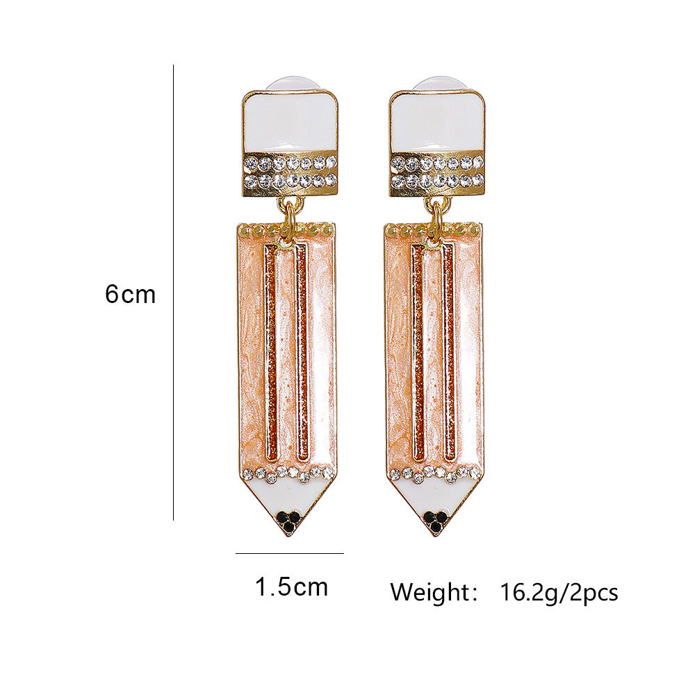 Colored Alloy Drop Oil Pencil Earrings