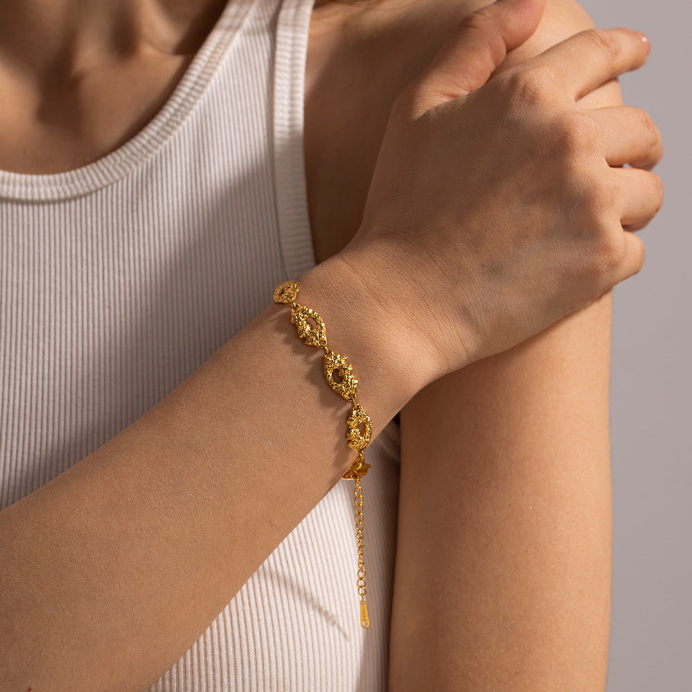 Bracelet texturé vintage en acier inoxydable