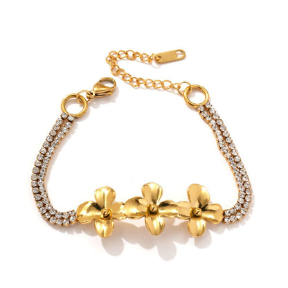 18K Gold Plated Stainless Steel Flower Bracelet