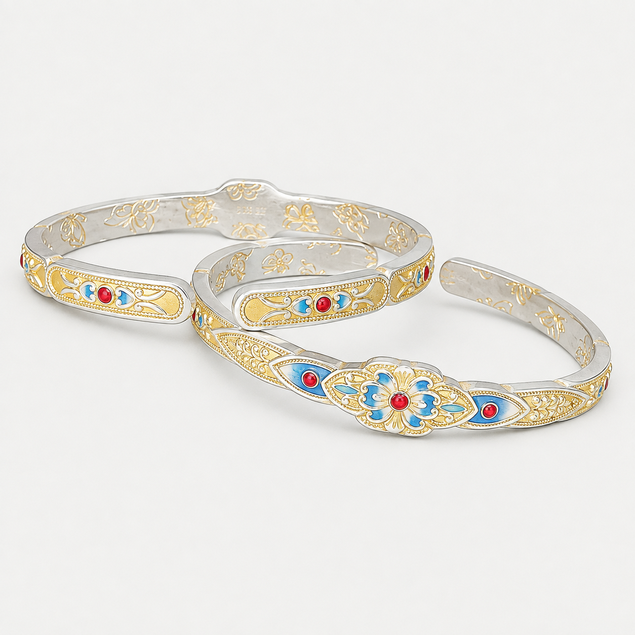 Bracelet Cour Impériale Papillon Doré en Argent Pur 999