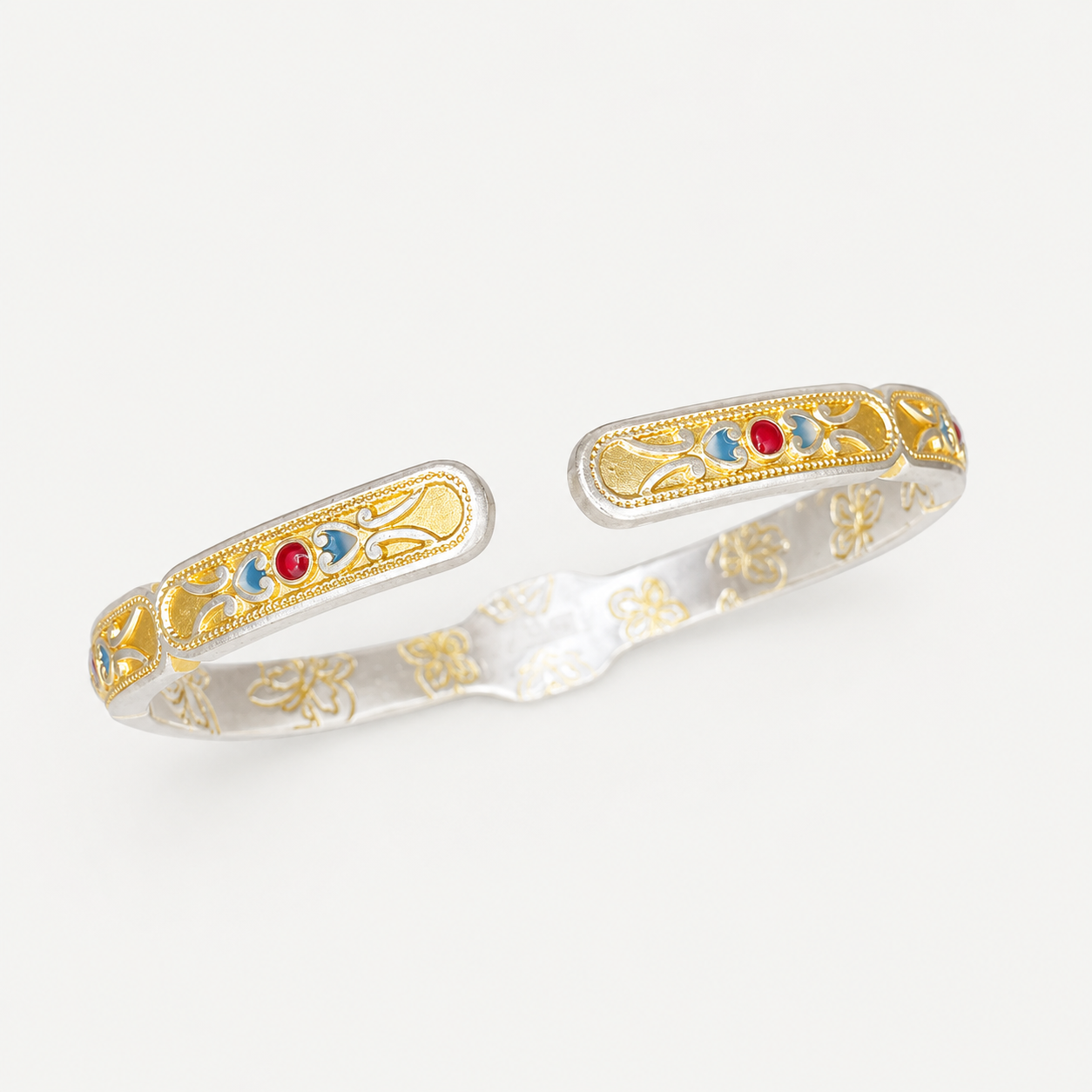 Bracelet Cour Impériale Papillon Doré en Argent Pur 999