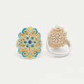 Bague en Argent 999 Émaillé Plaqué Or 18K