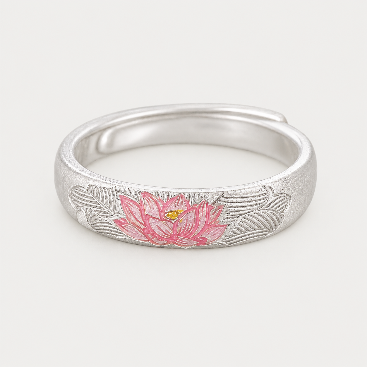 Bague Ajustable Lotus en Argent Pur 999