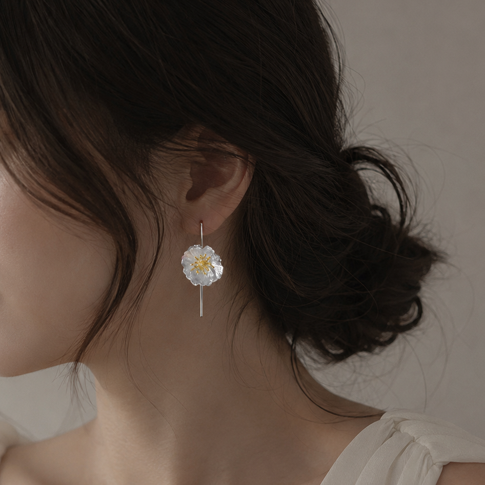 vermeil silver gold plated floral earrings