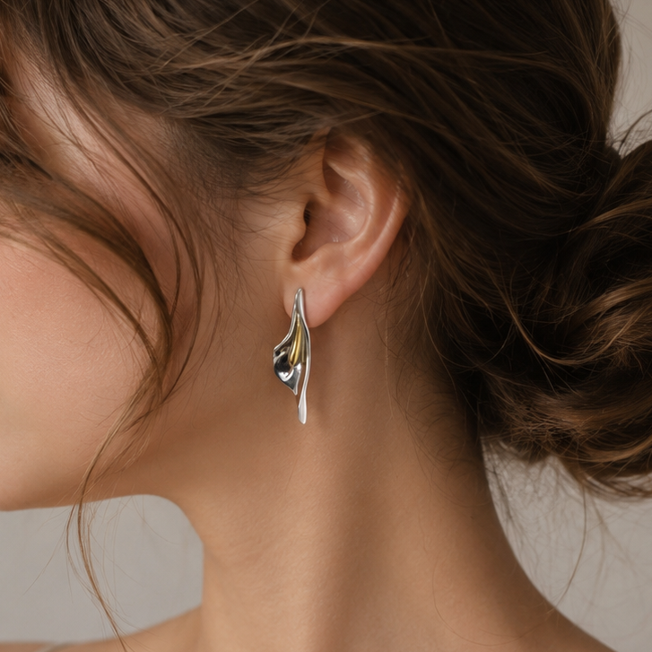 vermeil silver gold plated petal earrings
