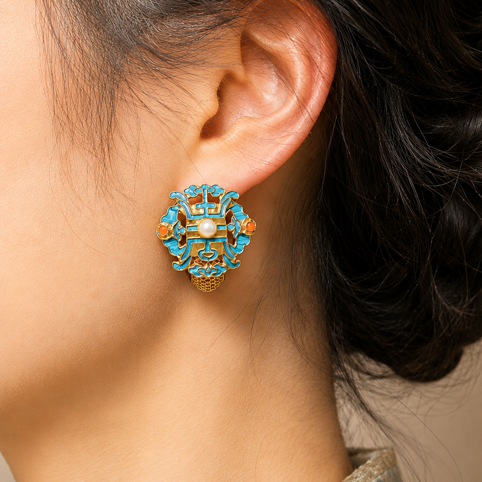 14k Gold Plated Antique Pearl Earrings